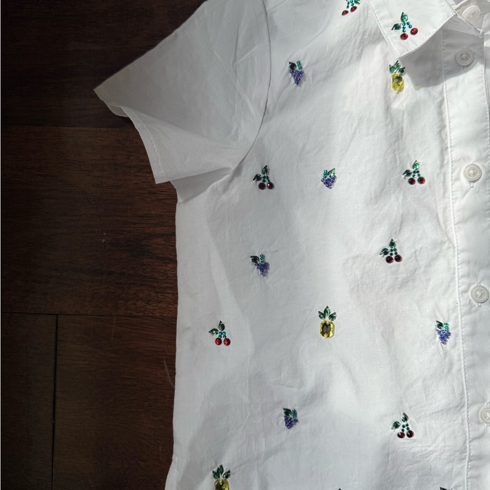 Crewcuts White Shirt with Colorful Fruit Embroidery - Picture 3 of 4